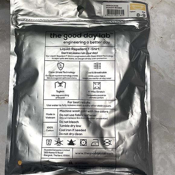 Stain-Repel Kids T-Shirt |The Good Day Lab | Brand New | S: 8-9 C: Yellow - Picture 3 of 4